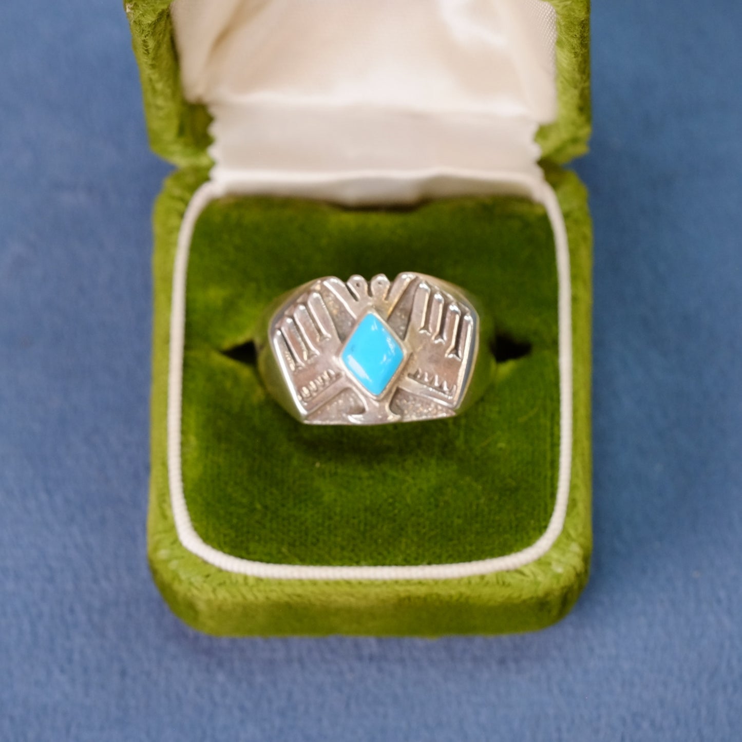 Vintage Silver Eagle with Turquoise Ring