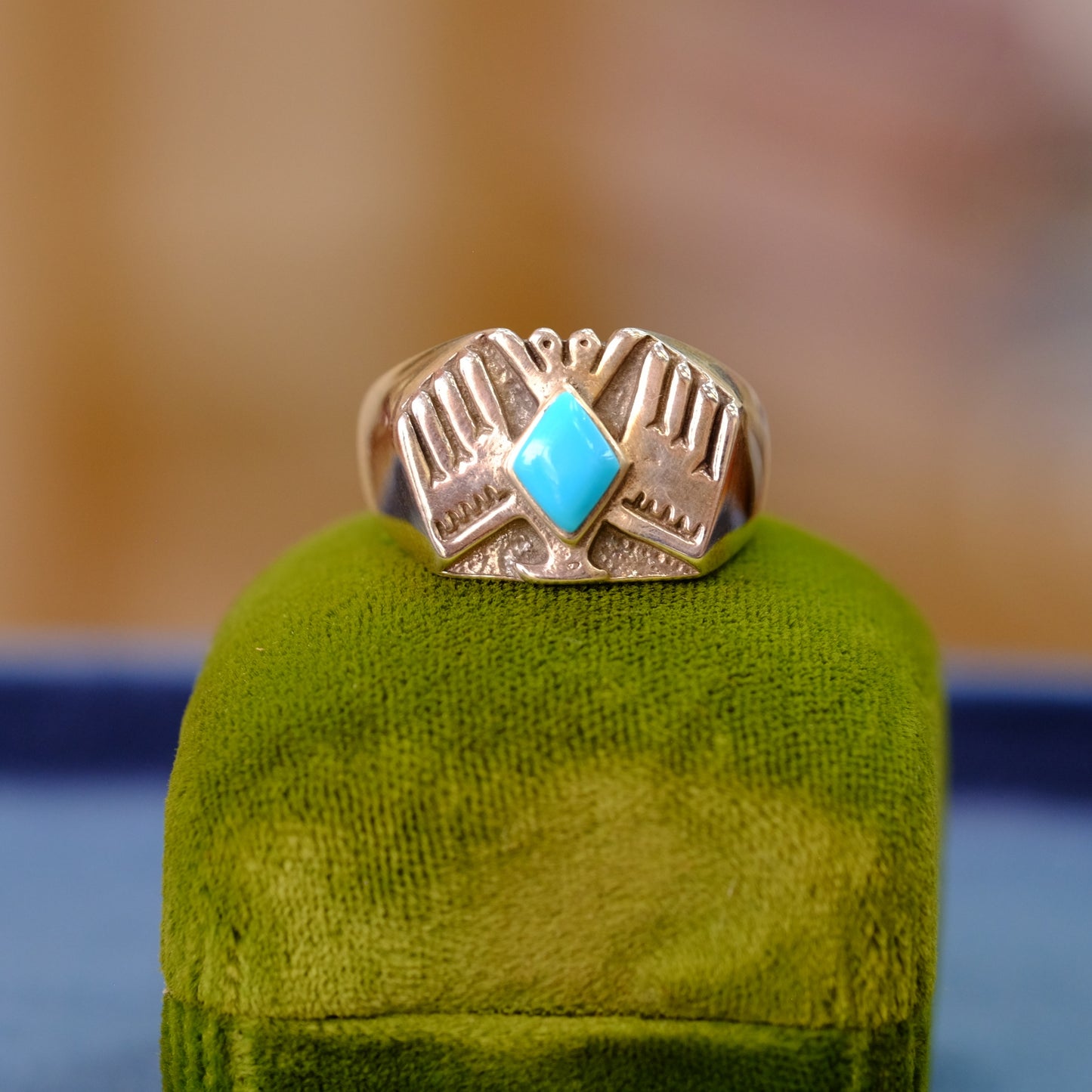 Vintage Silver Eagle with Turquoise Ring
