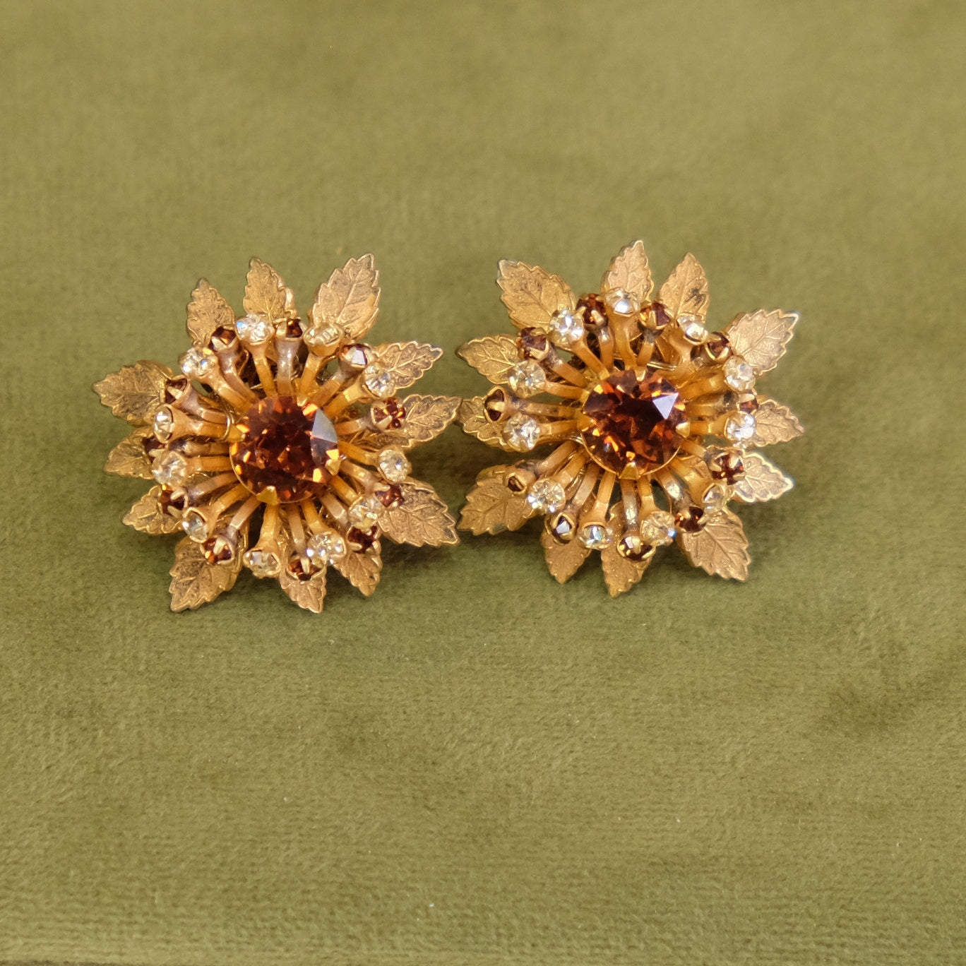Vintage Miriam Haskell Flower Earrings 1960's