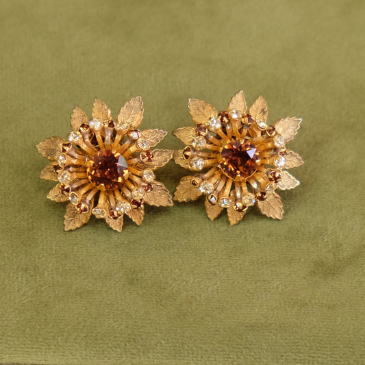 Vintage Miriam Haskell Flower Earrings 1960's