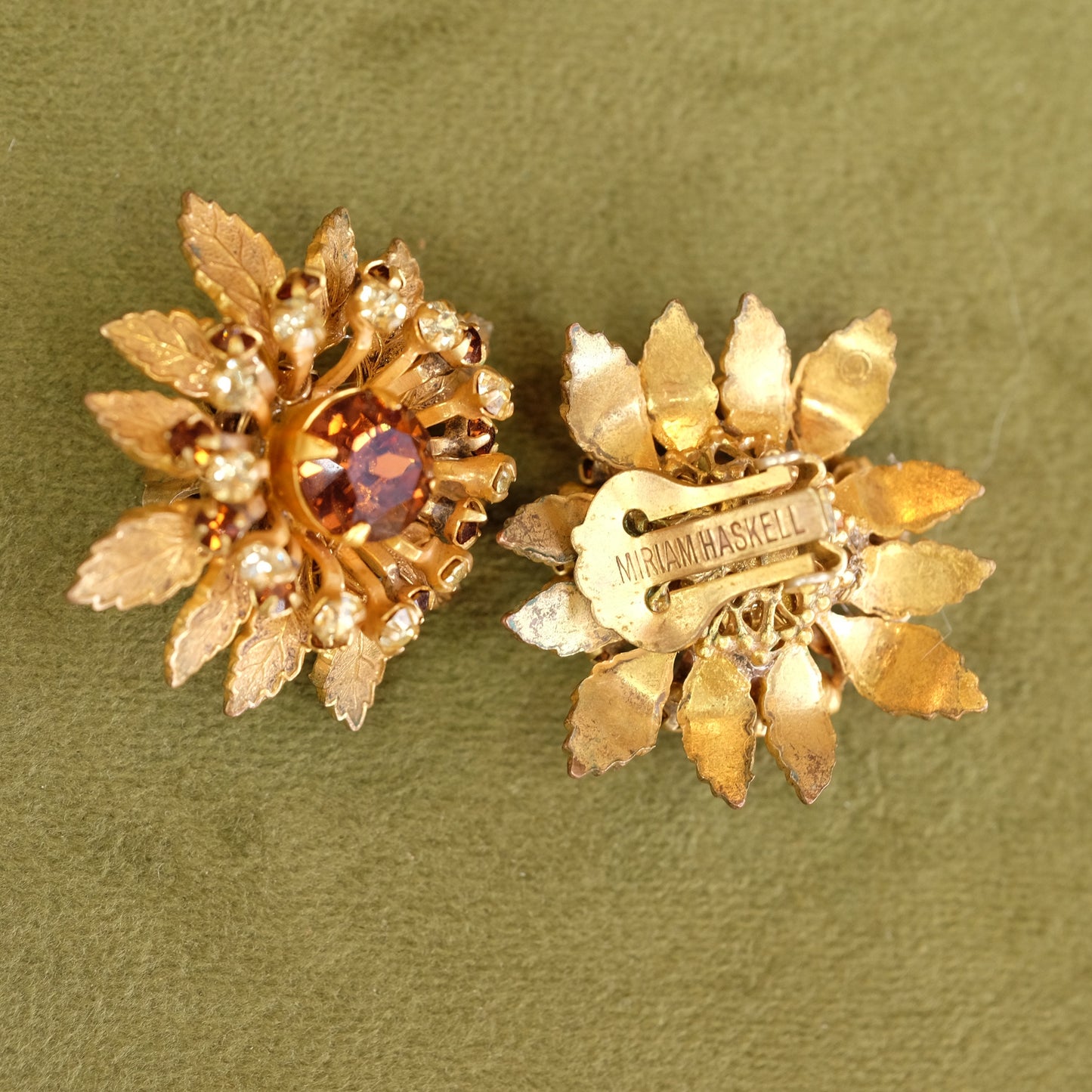 Vintage Miriam Haskell Flower Earrings 1960's