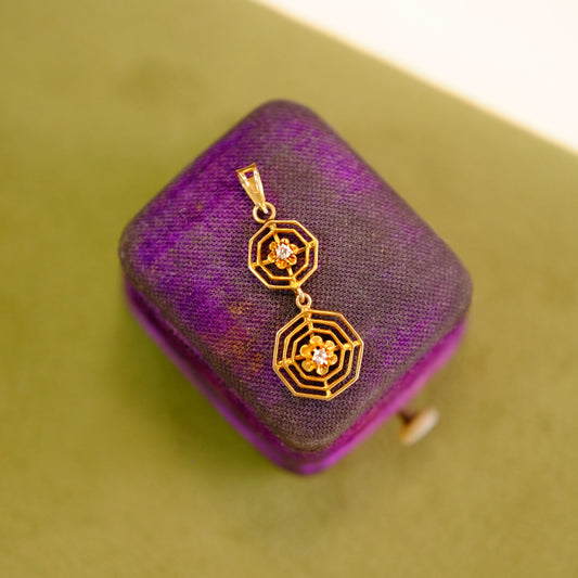 10K Spiderweb Diamond Lavalier