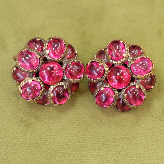 Trifari Renaissance Cranberry Clip-on Earrings