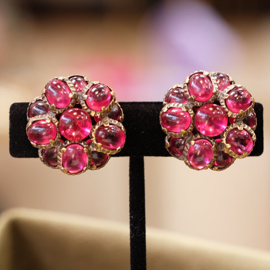 Trifari Renaissance Cranberry Clip-on Earrings