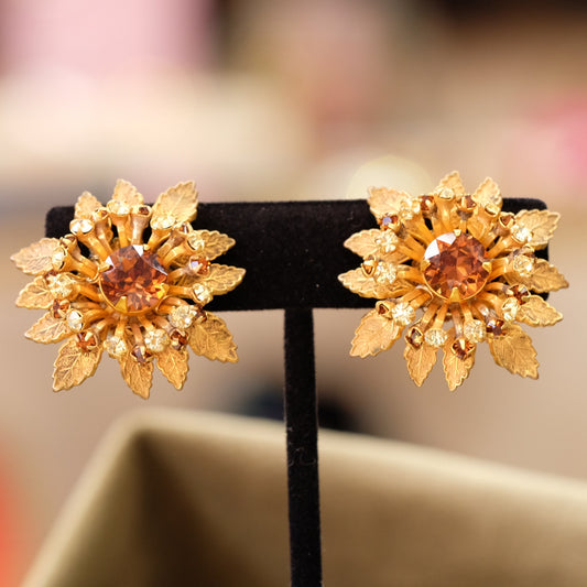 Vintage Miriam Haskell Flower Earrings 1960's