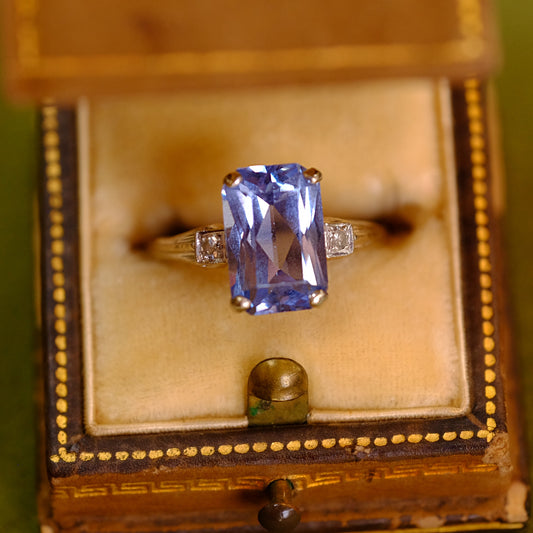 14K White Gold Aquamarine and Diamond Ring