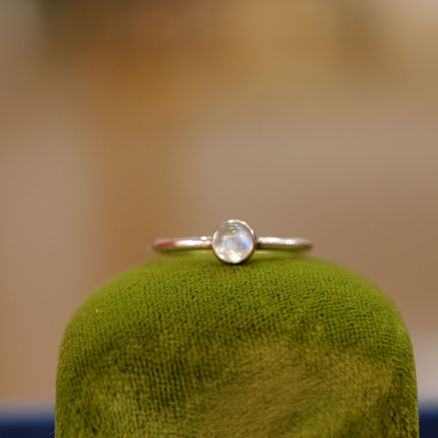 Silver Moonstone Minimalist Ring