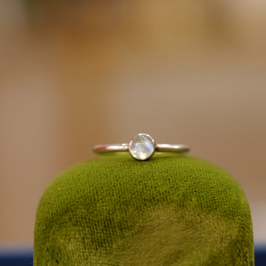 Silver Moonstone Minimalist Ring