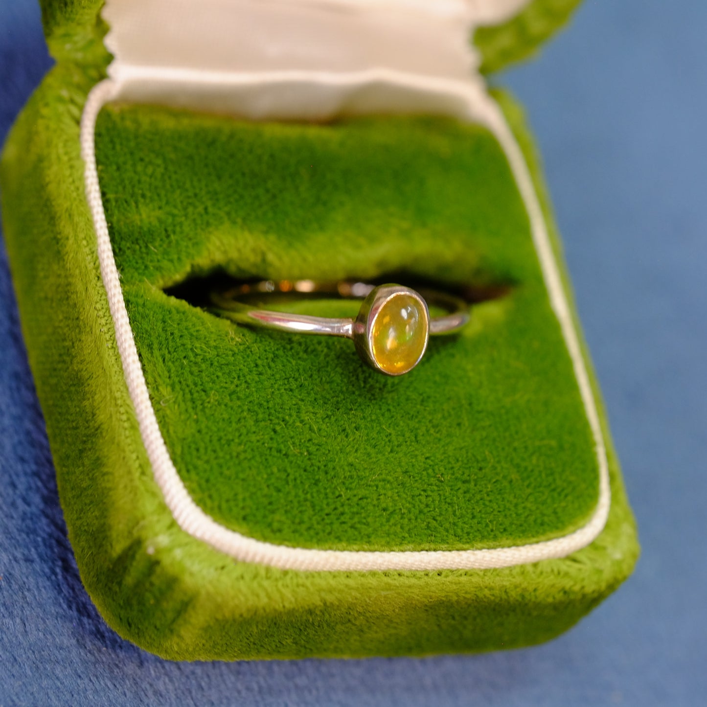 Silver Opal Minimalist Ring