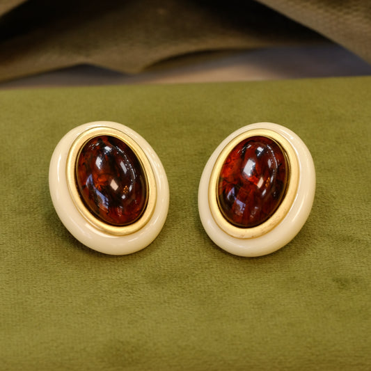 Vintage Yves Saint Laurent Amber Resin Earrings