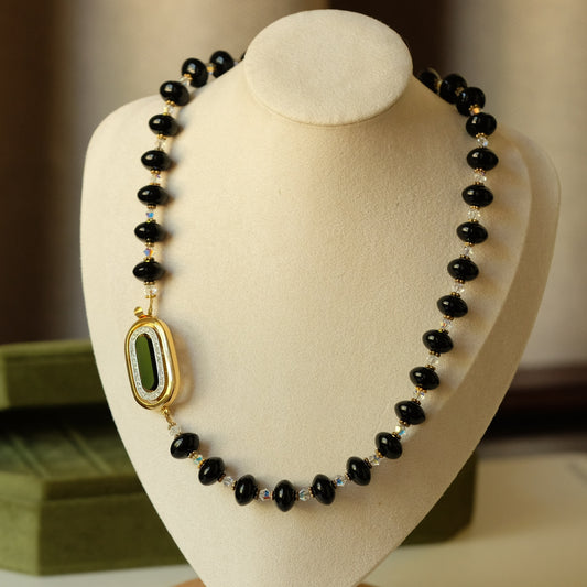Givenchy Black Glass Necklace 1970s