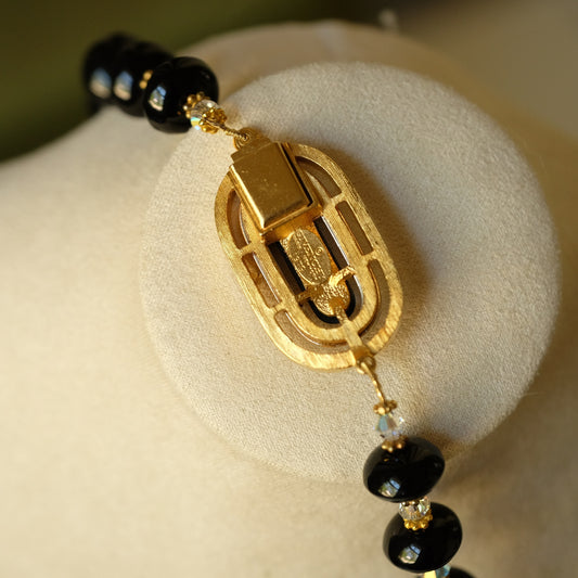 Givenchy Black Glass Necklace 1970s