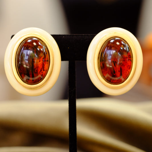 Vintage Yves Saint Laurent Amber Resin Earrings