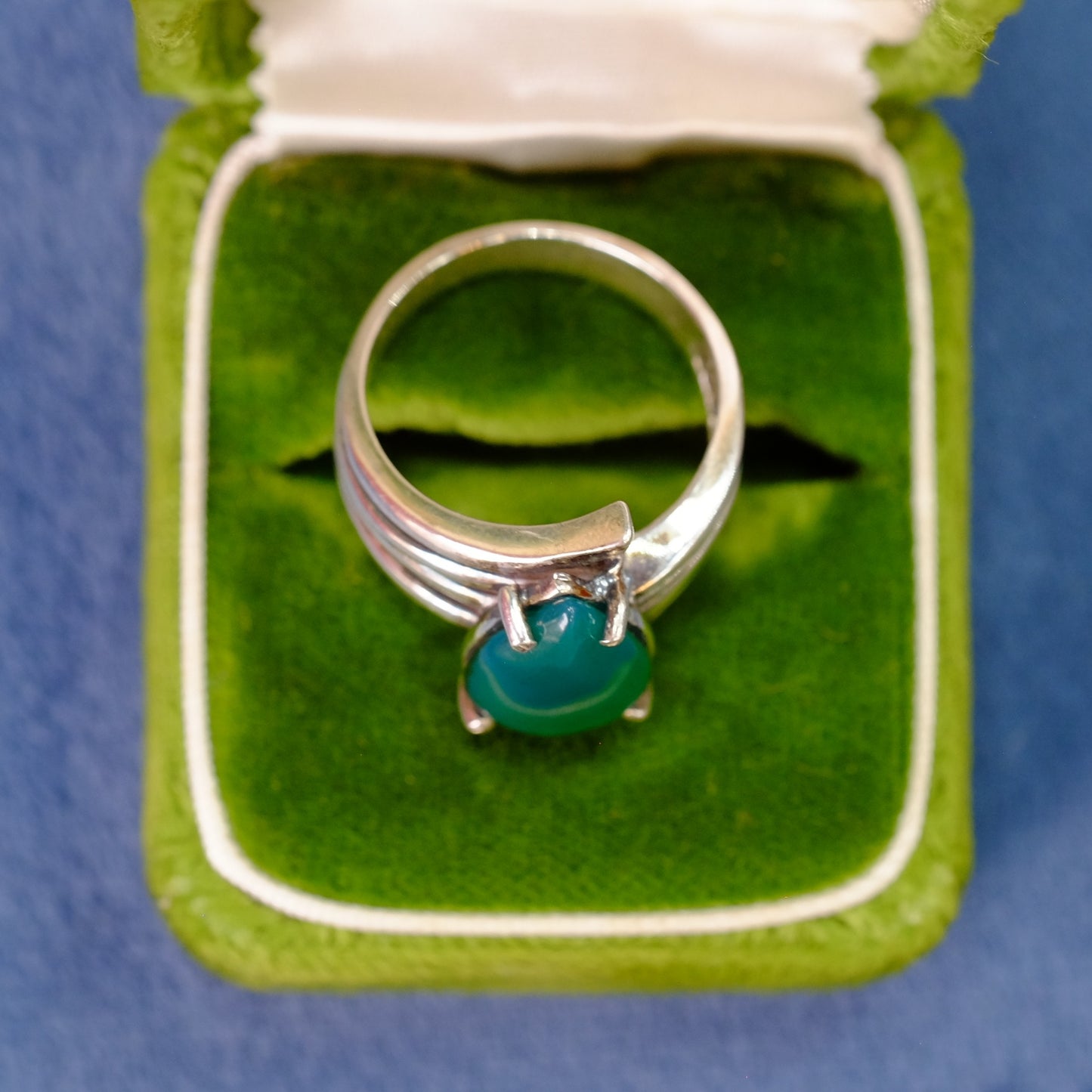 Vintage Silver Chrysoprase Drop Ring