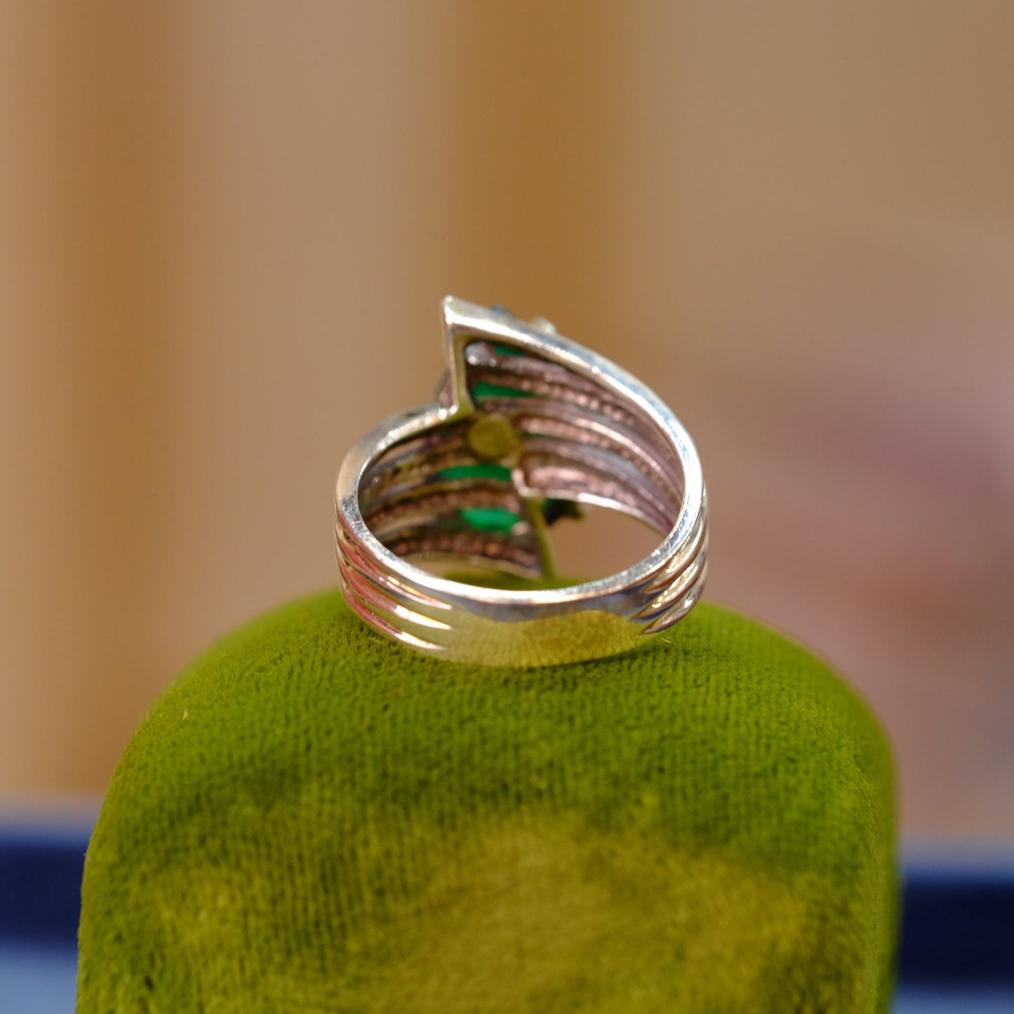 Vintage Silver Chrysoprase Drop Ring