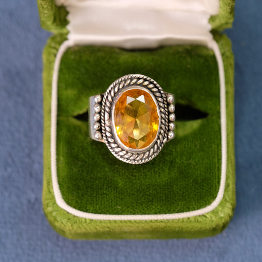 Vintage Silver Citrine Ornate Ring