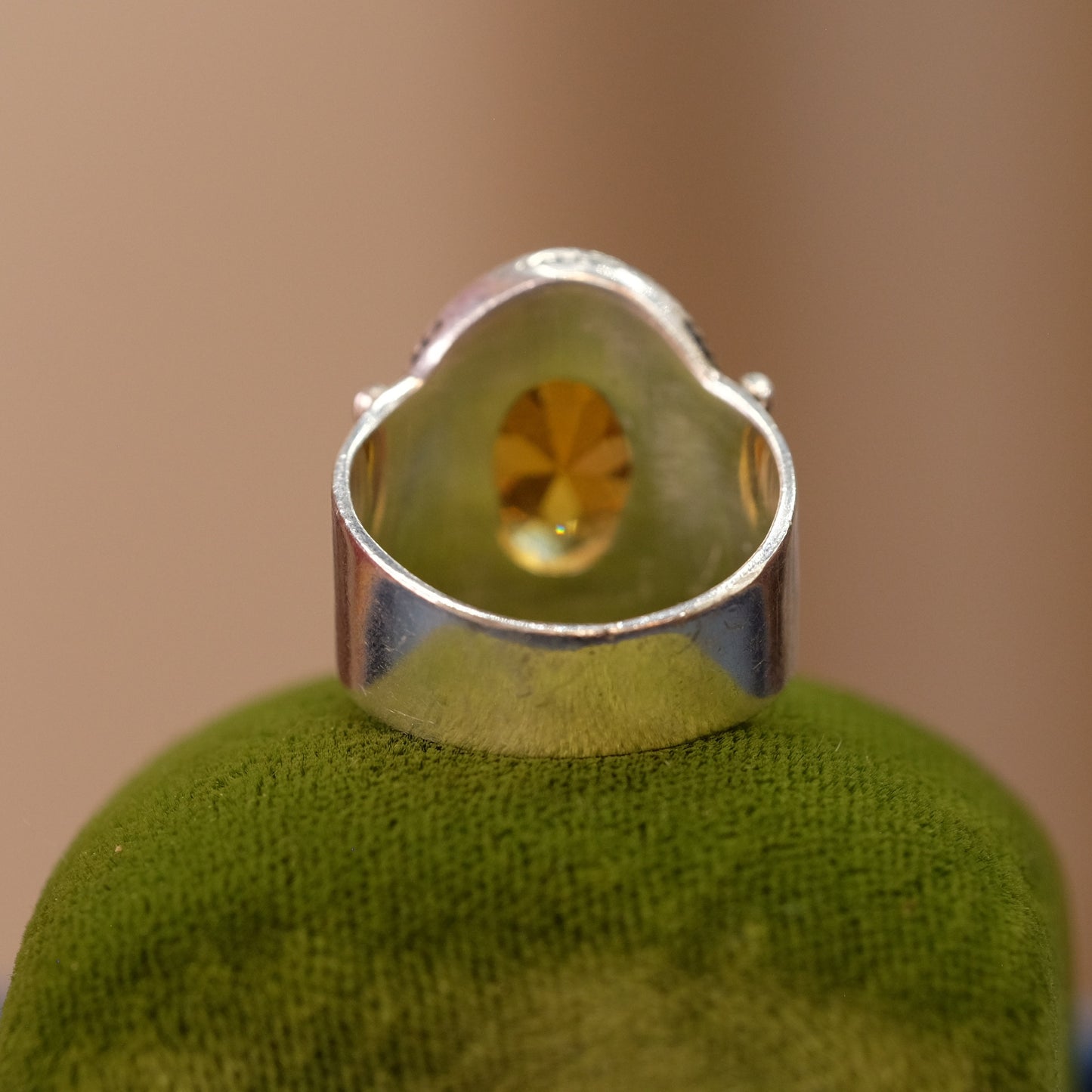 Vintage Silver Citrine Ornate Ring