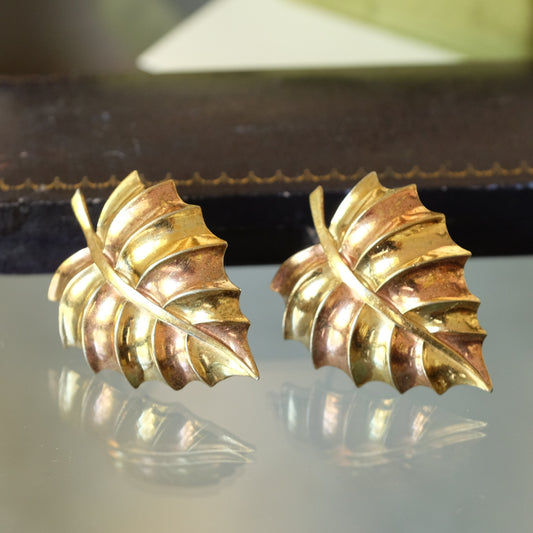 Vintage Trifari Alfred Philippe Double Leaf Dress Clip 1940s