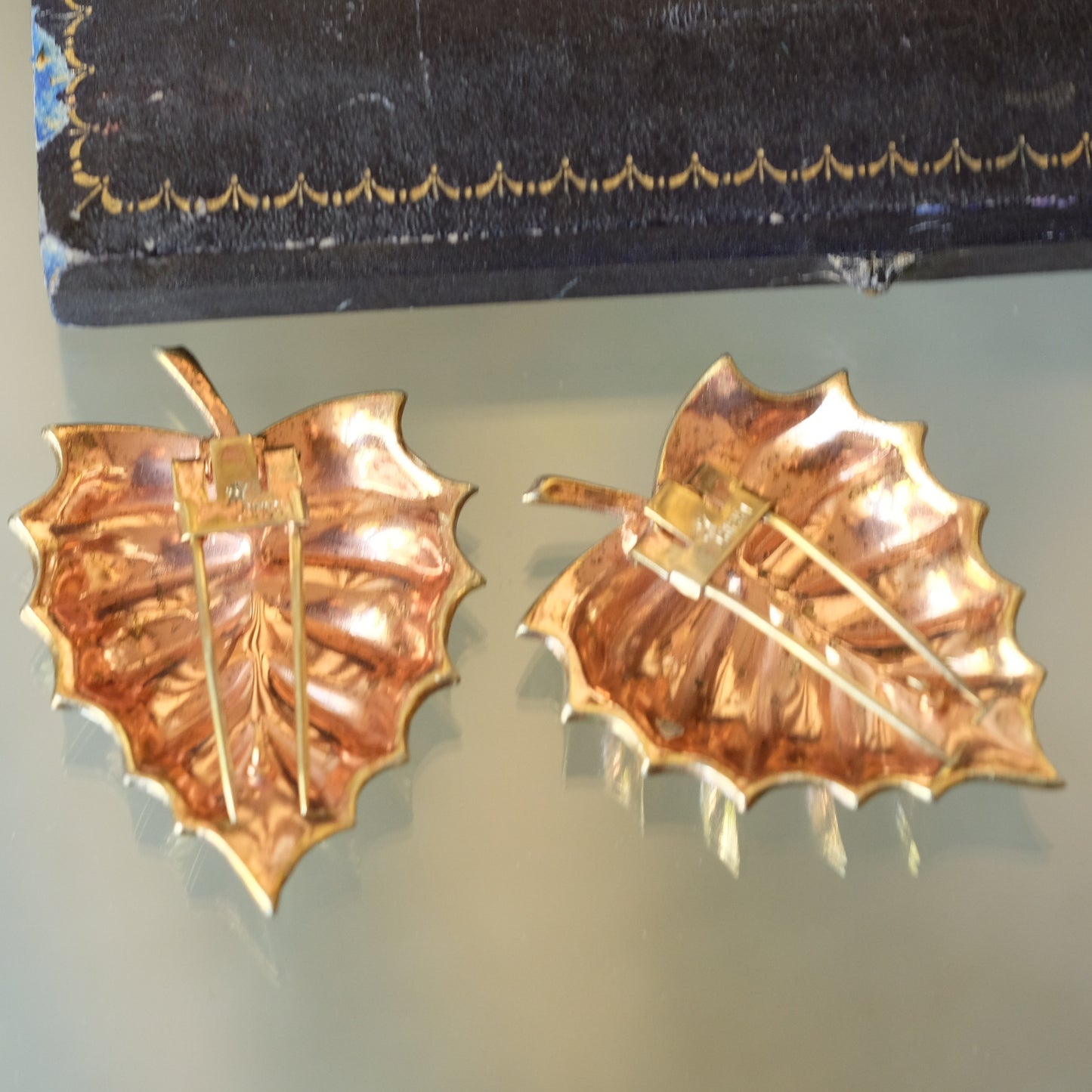 Vintage Trifari Alfred Philippe Double Leaf Dress Clip 1940s