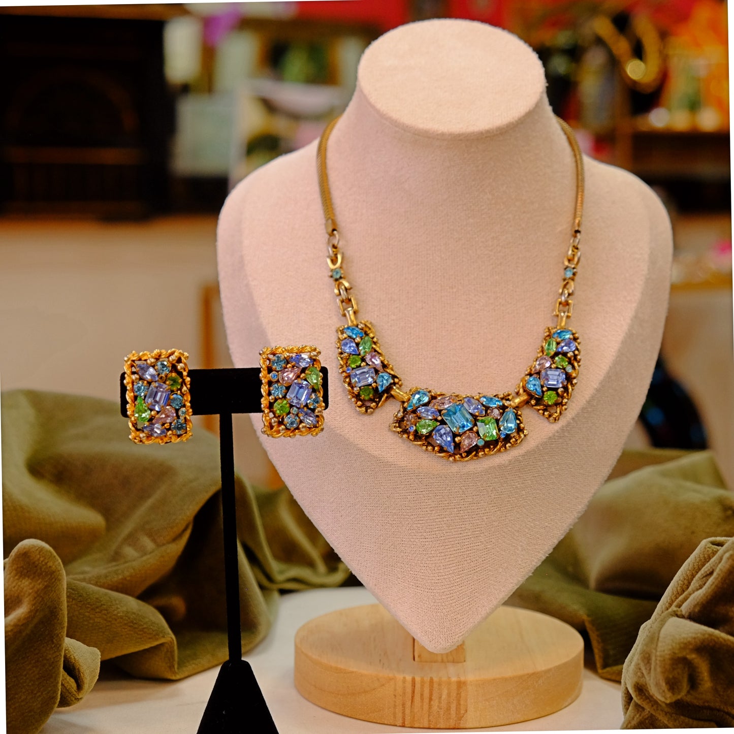 Barclay Pastel Rhinestone Necklace and Earring Set