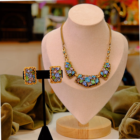 Barclay Pastel Rhinestone Necklace and Earring Set