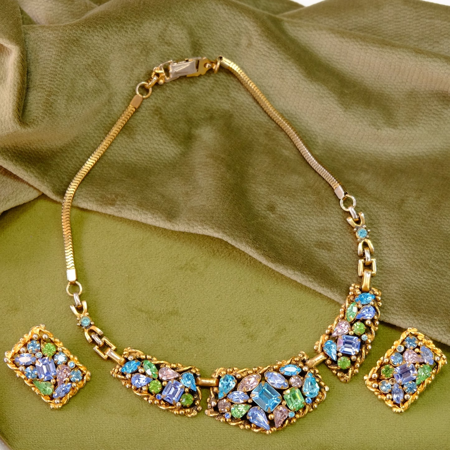 Barclay Pastel Rhinestone Necklace and Earring Set