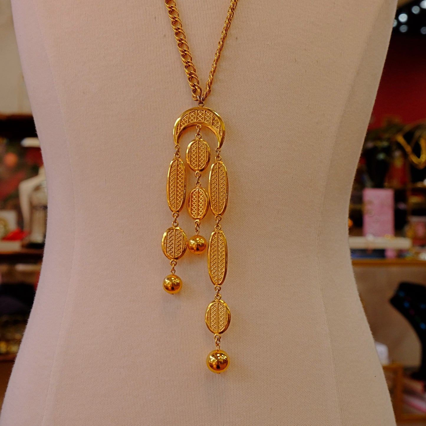 Trifari Gold Dangle Necklace