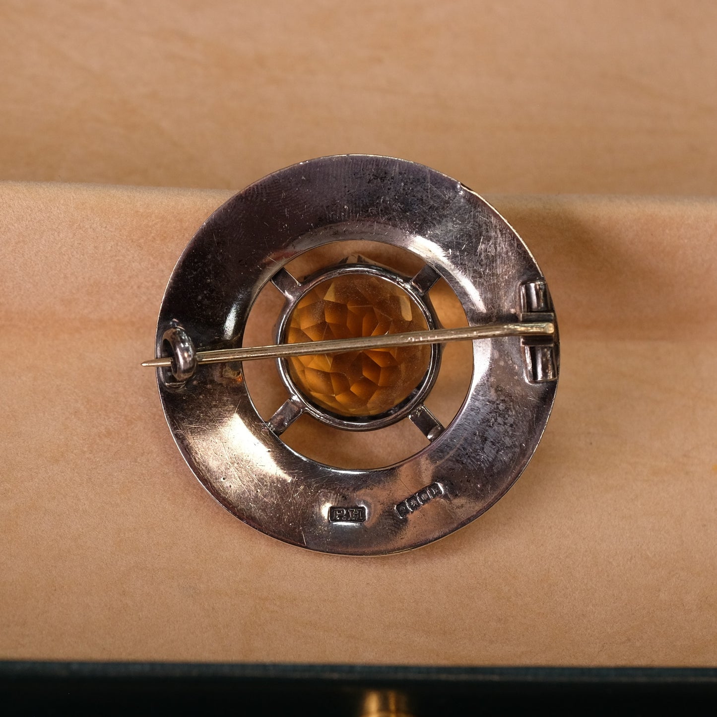 Vintage Silver Celtic Topaz Brooch