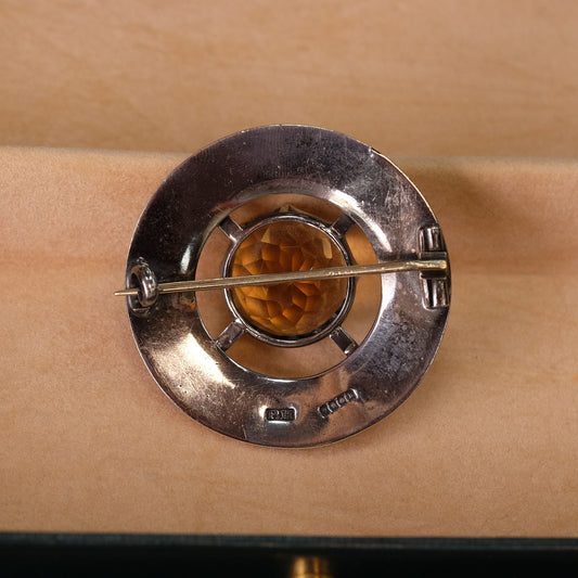 Vintage Silver Celtic Topaz Brooch