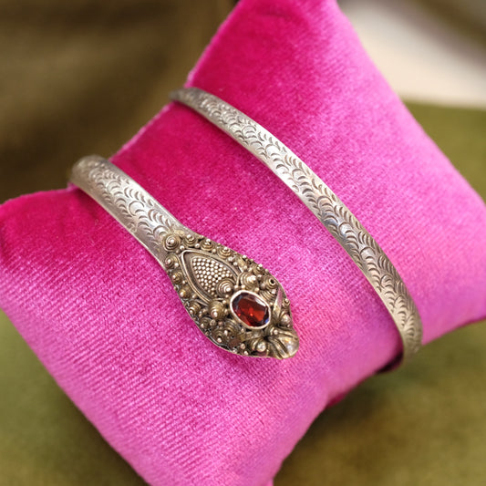 Snake Wrap Bracelet with Garnet