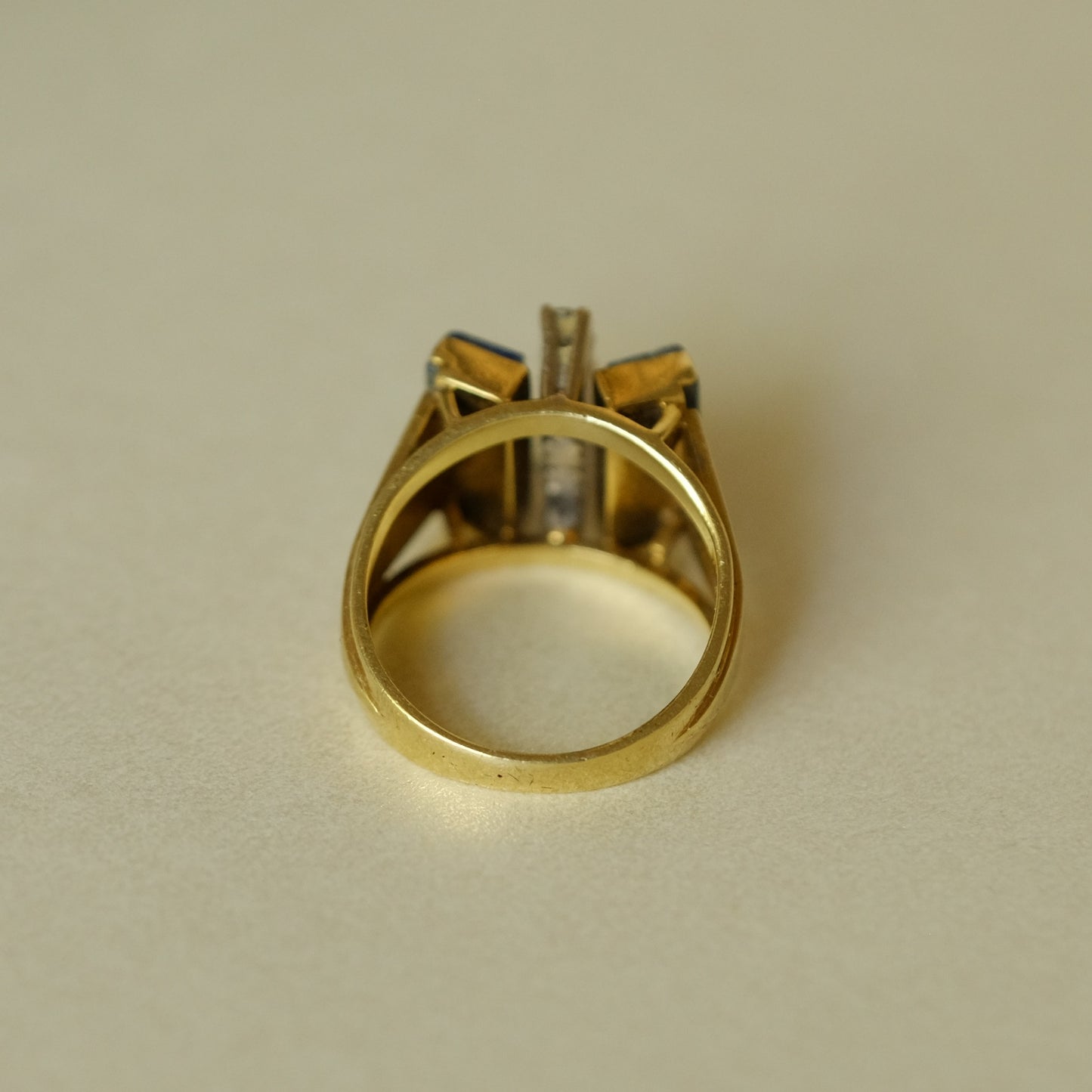 Vintage 14k Gold MCM Diamond Lapis Ring