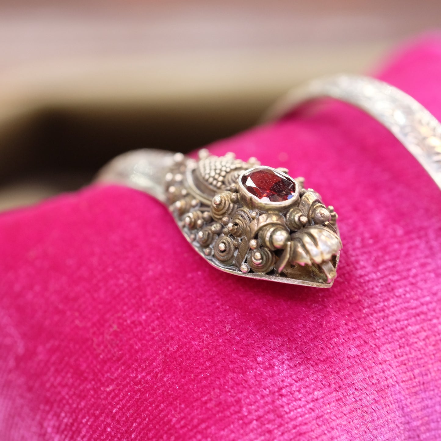 Snake Wrap Bracelet with Garnet