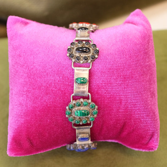 Native American Multi-Stone Silver Bracelet