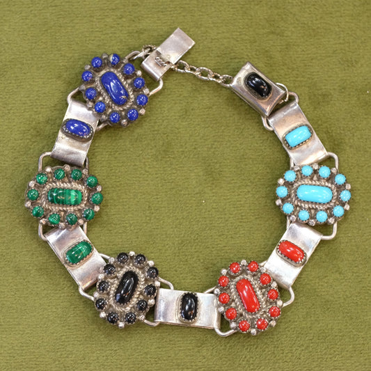 Native American Multi-Stone Silver Bracelet