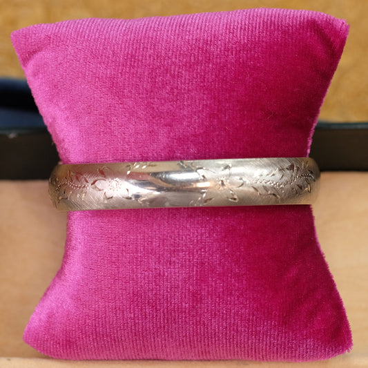 Victorian Gold Filled Rodium Bangle with Engraving