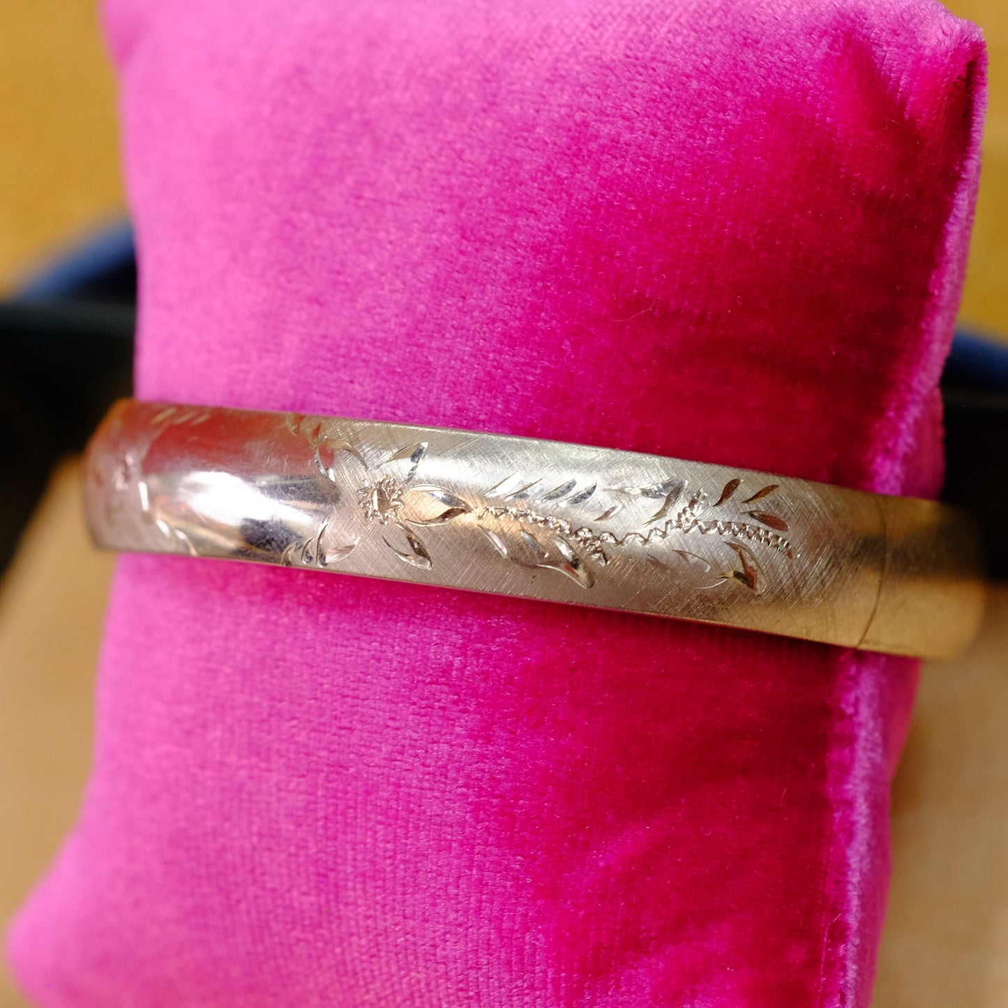 Victorian Gold Filled Rodium Bangle with Engraving