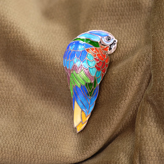 Parrot Cloisonné Brooch