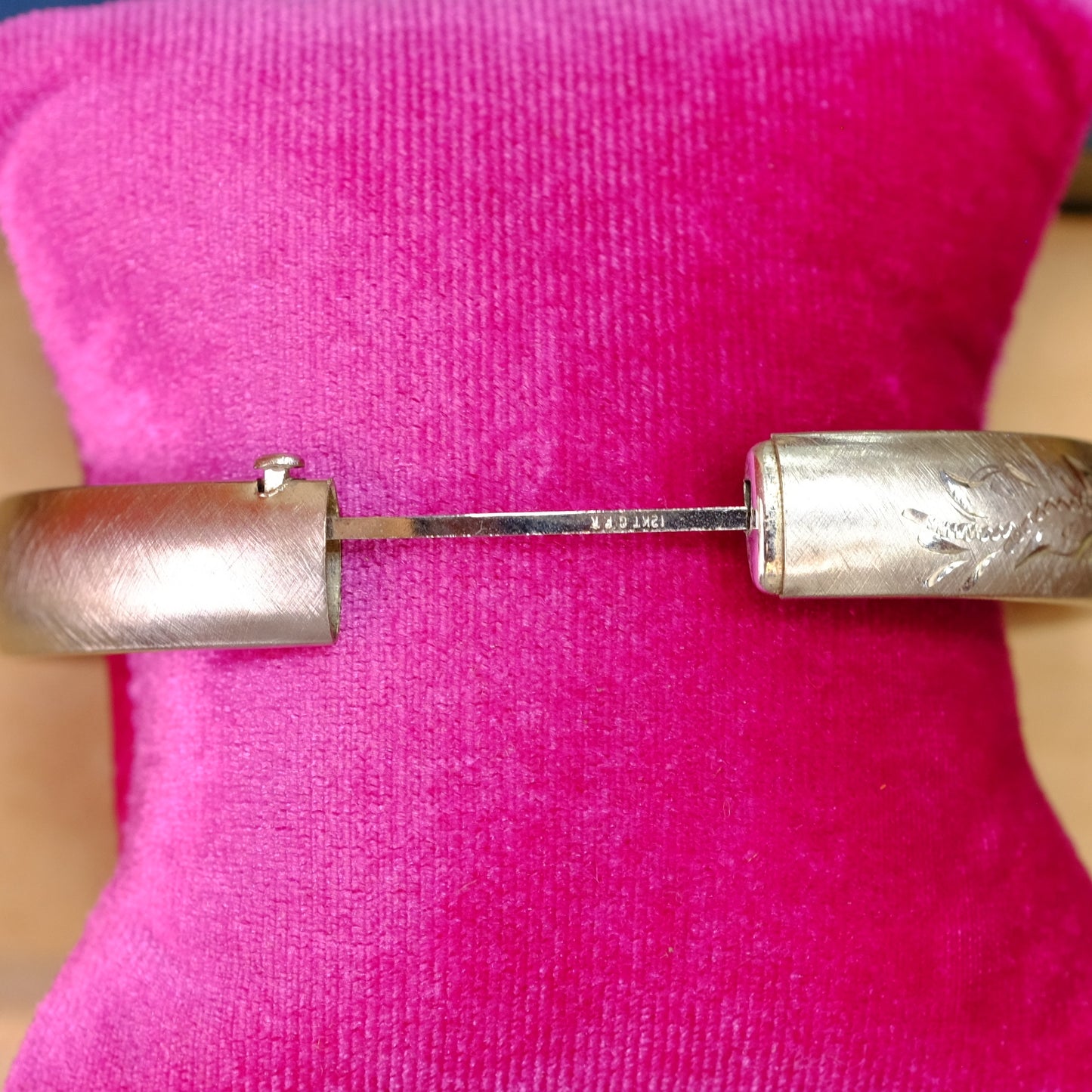 Victorian Gold Filled Rodium Bangle with Engraving