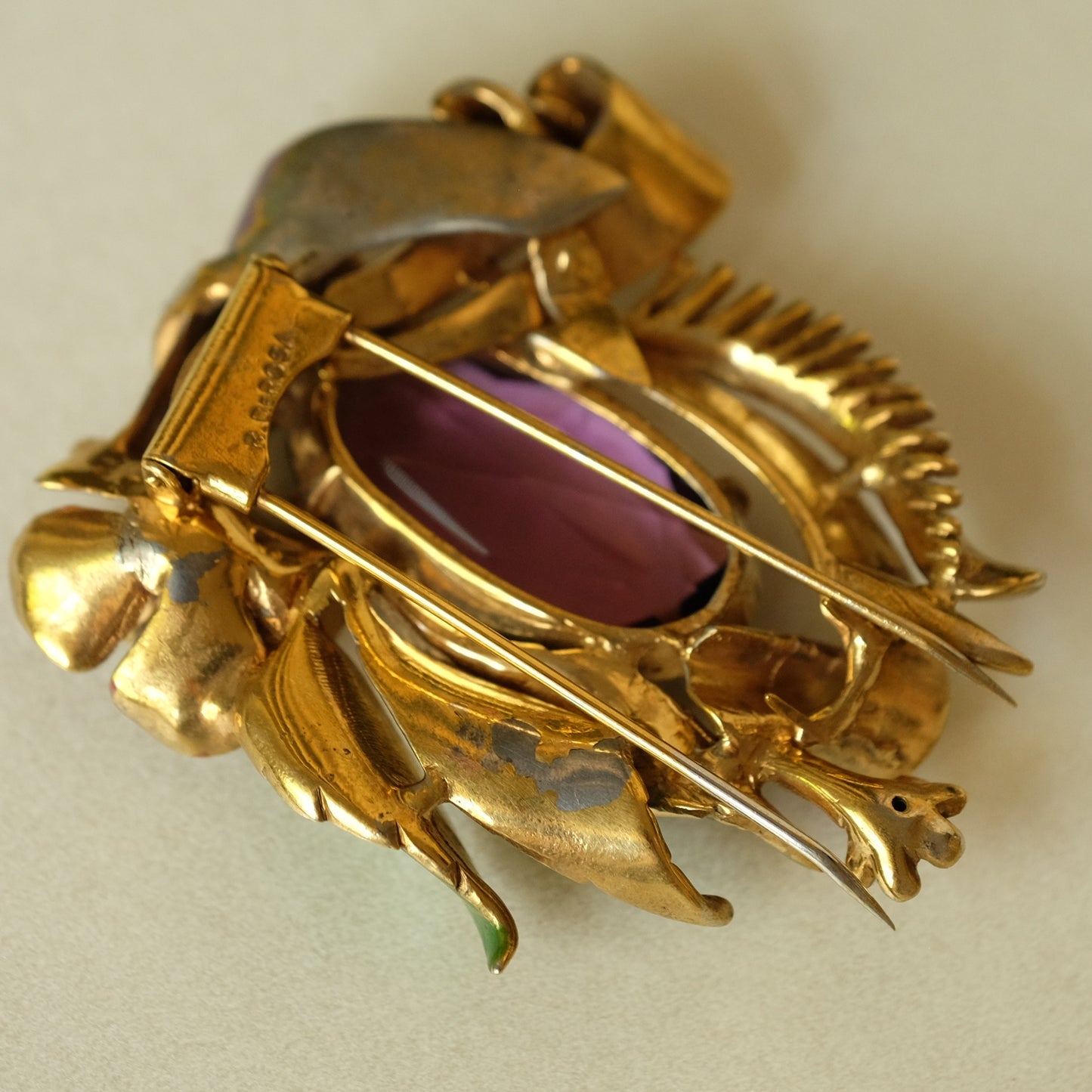 Collectible DeRosa Dress Clip with Purple Glass 1940s