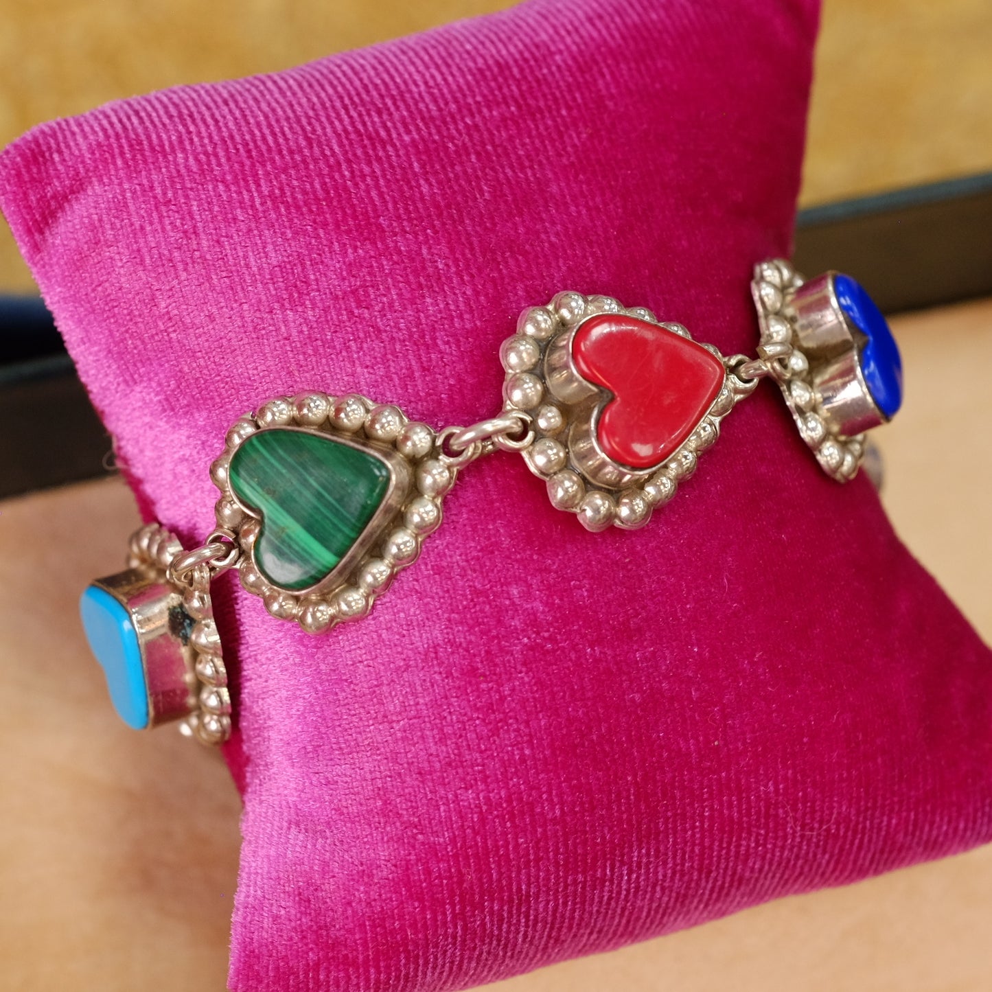 Vintage Silver Hearts Bracelet