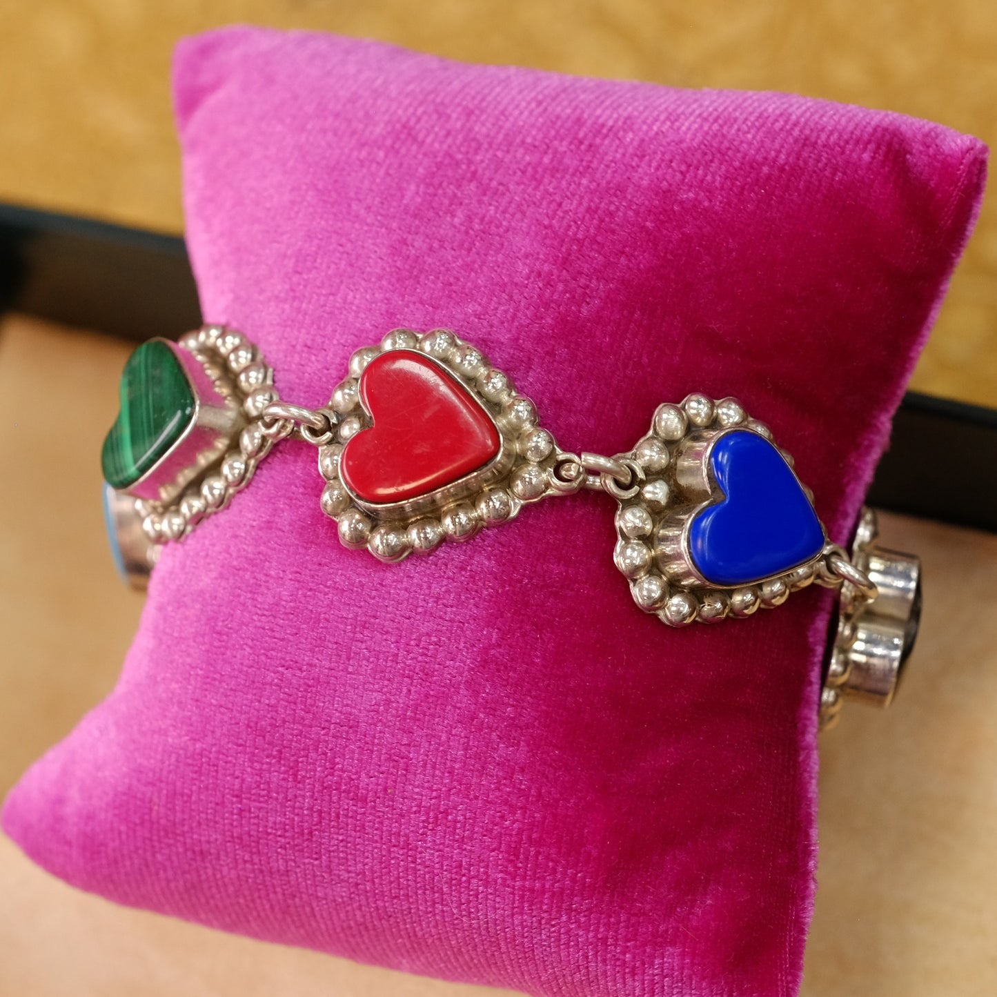 Vintage Silver Hearts Bracelet