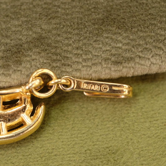 Trifari Swirl Gold tone brushed Necklace 1960s