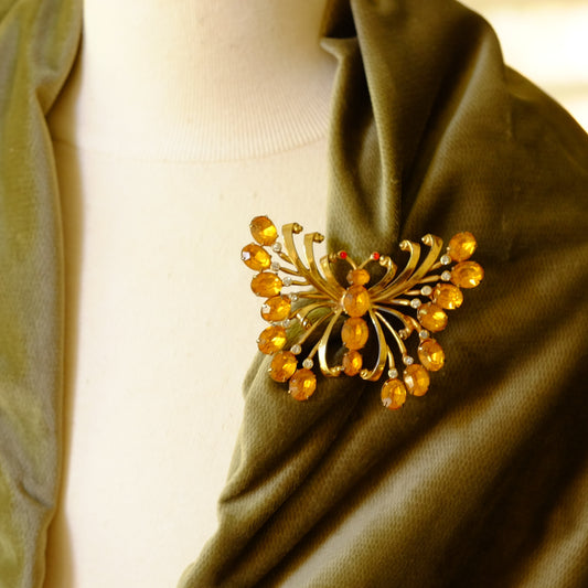 Vintage Butterfly Brooch and Earrings Set 1940s