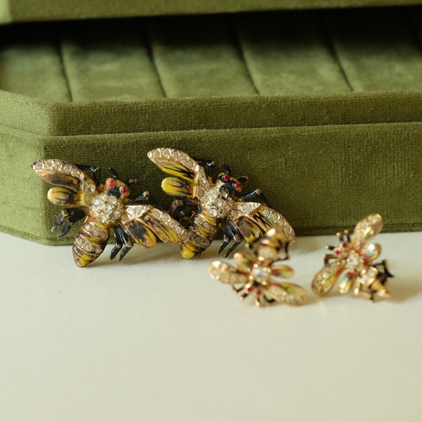 Coro Duette Bee Brooch and Earrings Set 1940s