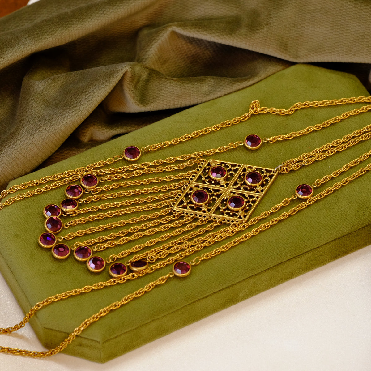 Goldette Purple Multichain Necklace