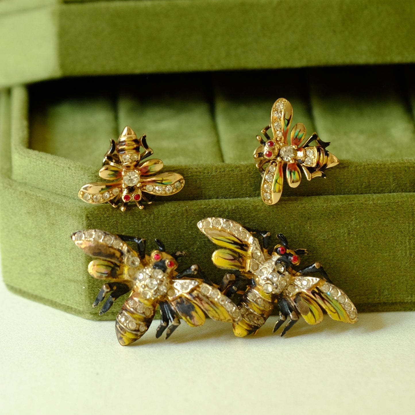 Coro Duette Bee Brooch and Earrings Set 1940s