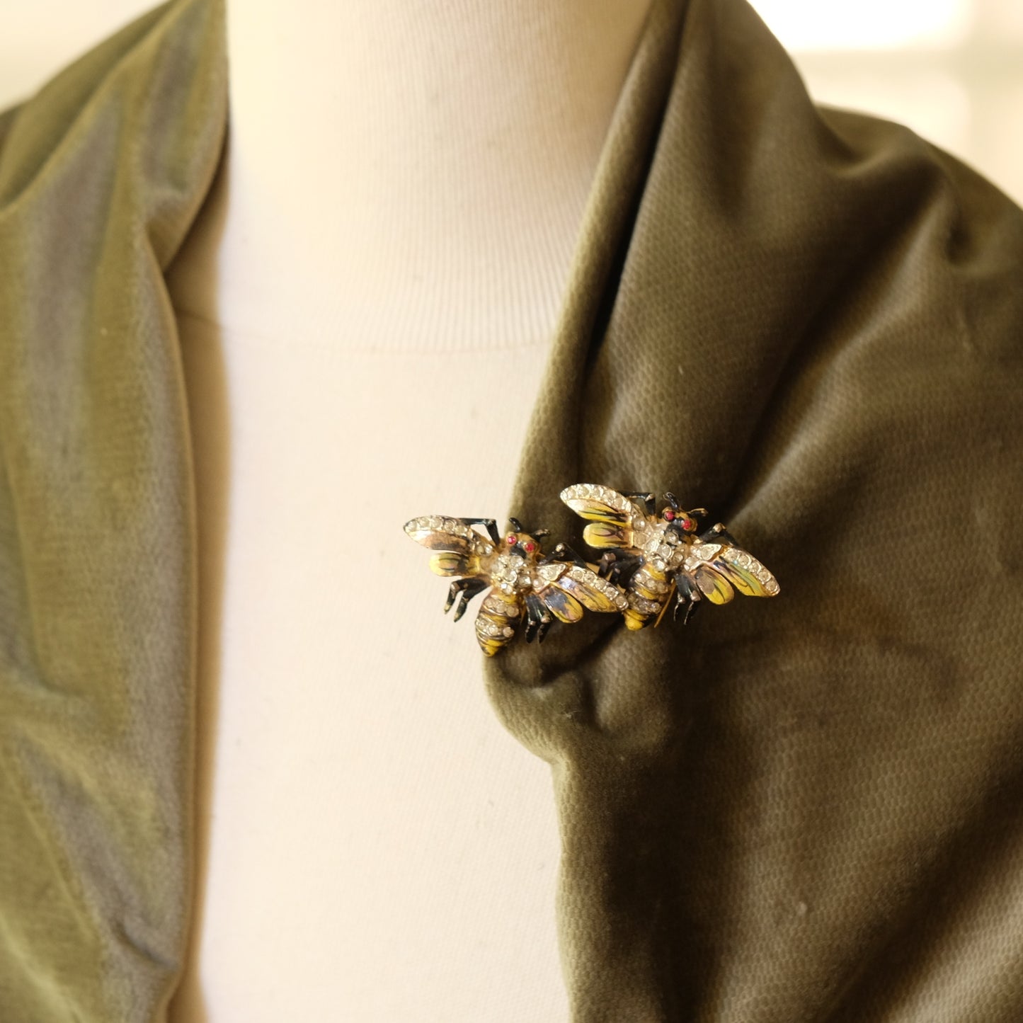 Coro Duette Bee Brooch and Earrings Set 1940s