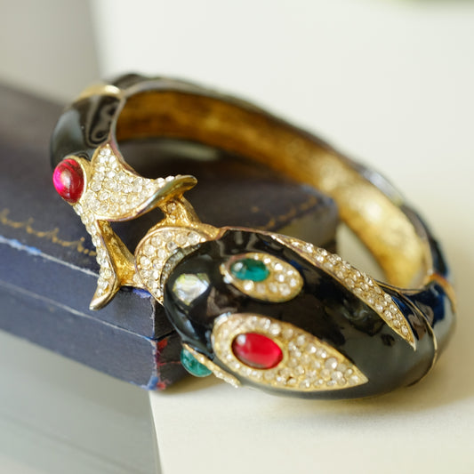Exotic Fish Cuff Bracelet 1980s