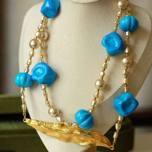 Vintage Yves Saint Laurent Sotuar Long Necklace 1980s