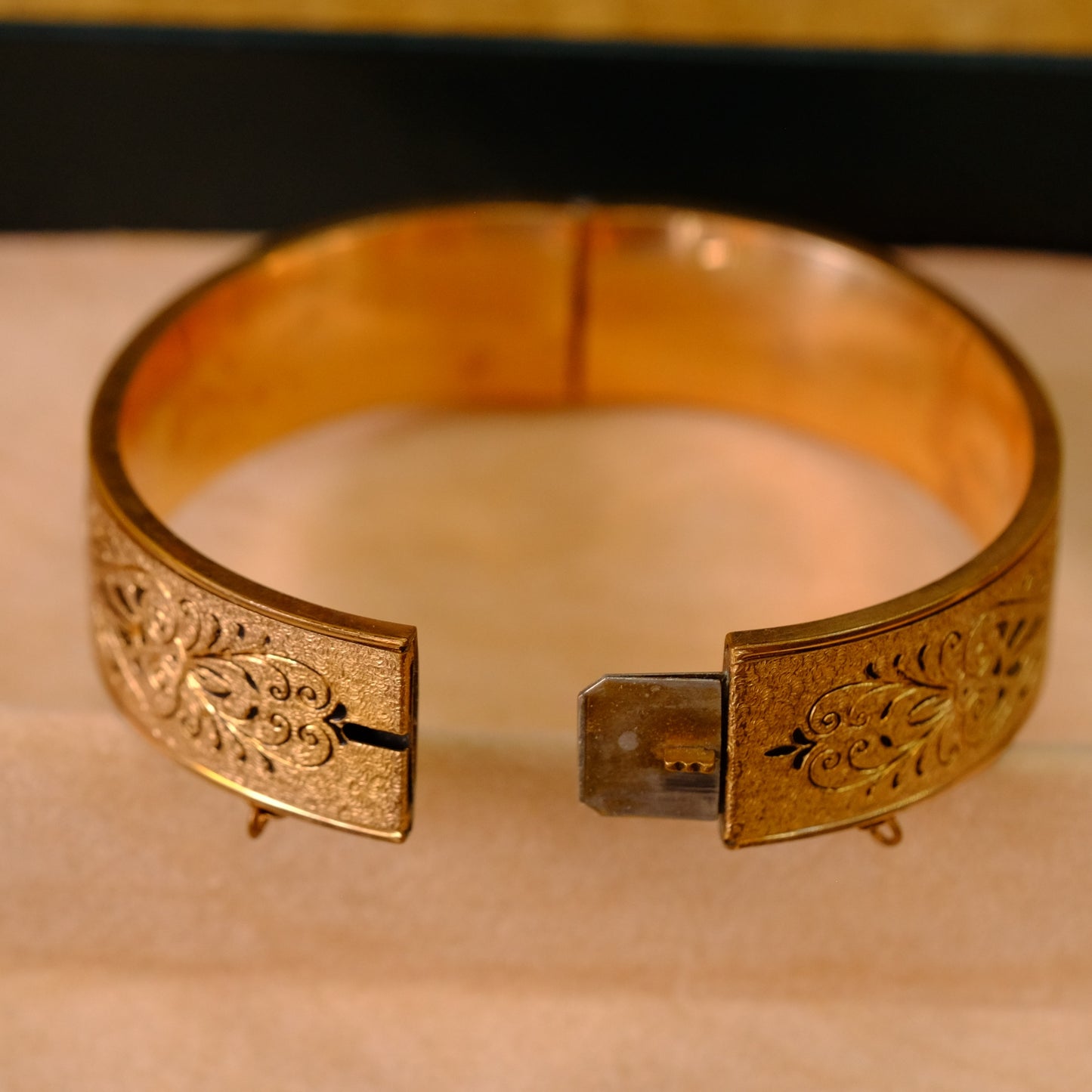 Victorian Gold Filled Enamel Etched Dunn Bros Bangle